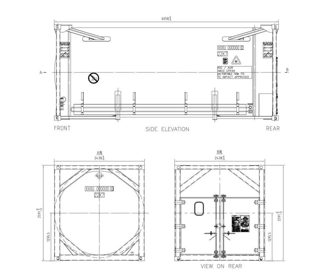 T75 Cryogenic Liquid Gas Oxgen Nitrogen Helium 40FT LNG ISO Tank Container